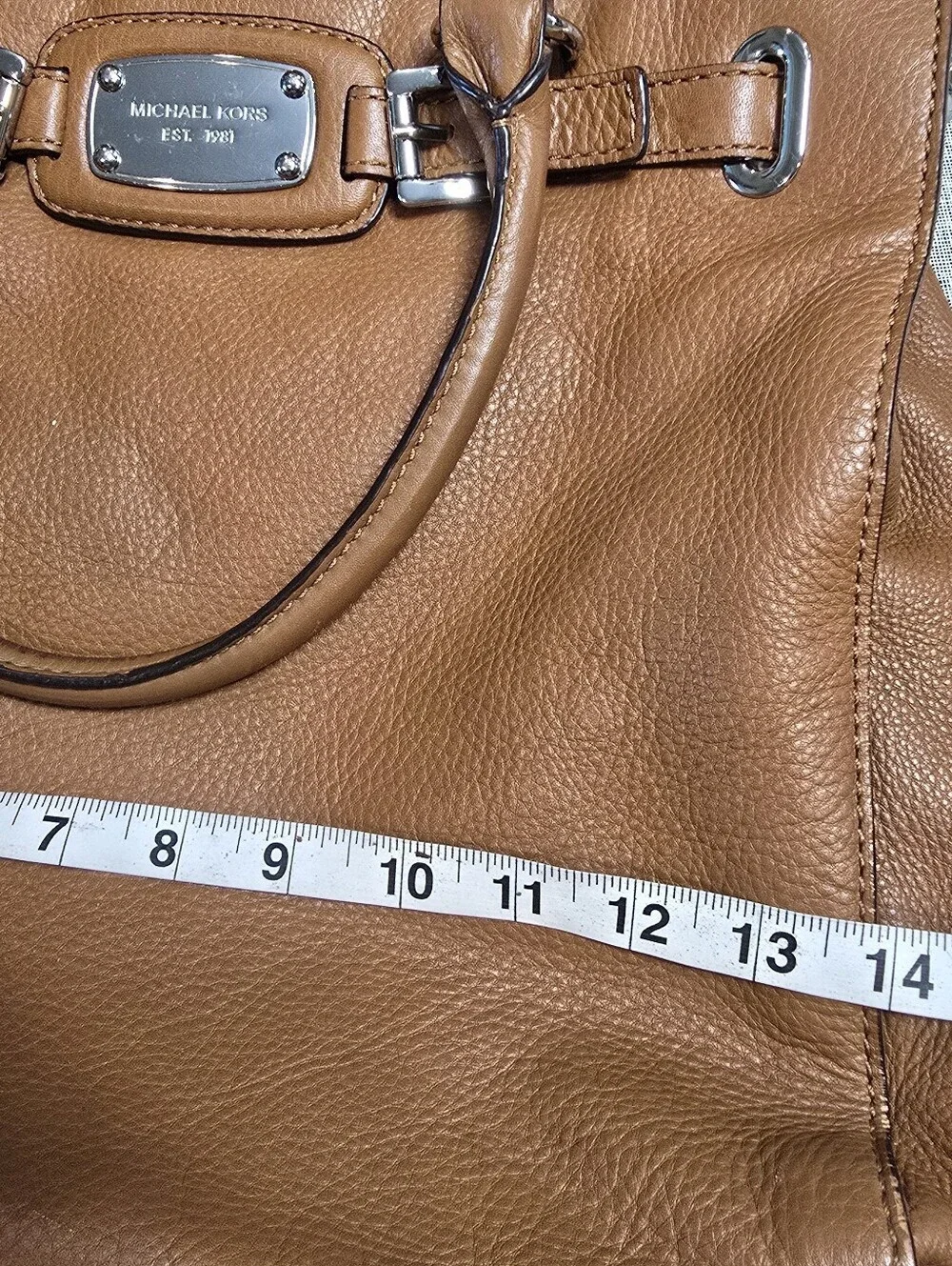 MICHAEL KORS Tan Leather Satchel with Gold Hardware